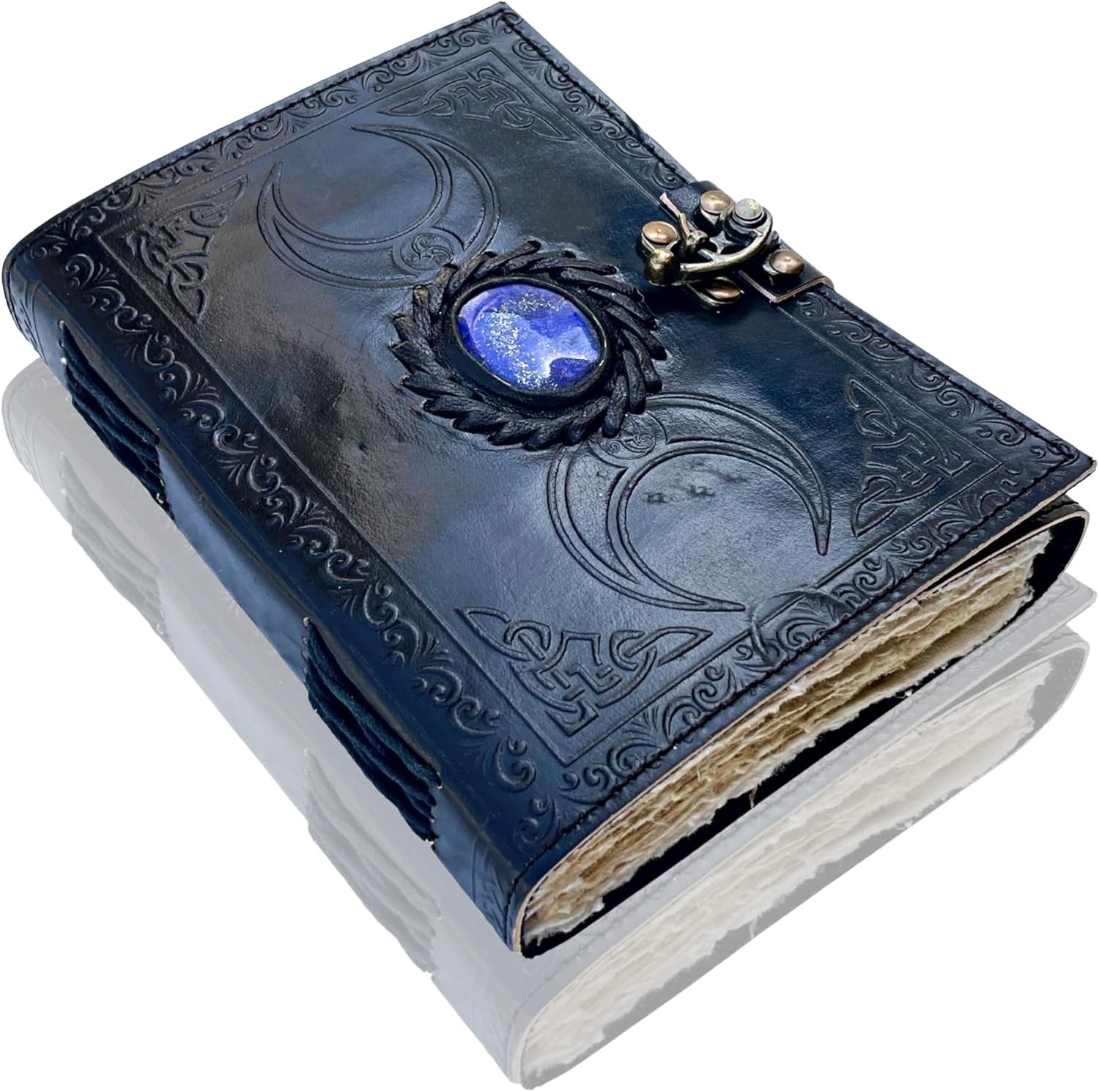 URBAN LEATHER Journal lunaire vintage relié en cuir, livre de sorcières grimoire des ombres, carnet d'écriture, cadeau pour hommes et femmes, pages anciennes non doublées