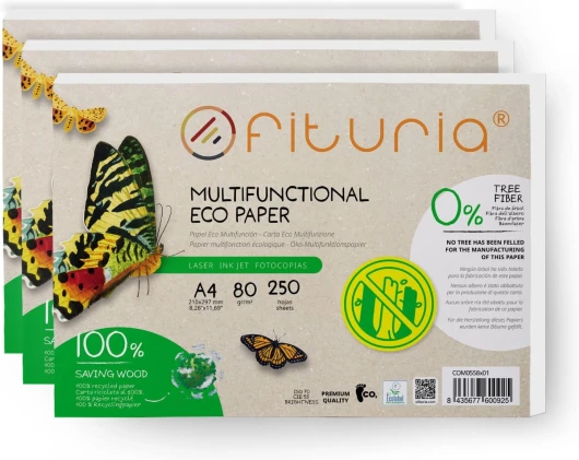 Papier recyclé A4 80 g, 250 feuilles 100% fabriquées avec du papier recyclé, paquet de papier recyclé, couleur naturelle adaptée pour imprimante laser et jet d'encre - Ofituria (750 feuilles) A4 750 feuilles