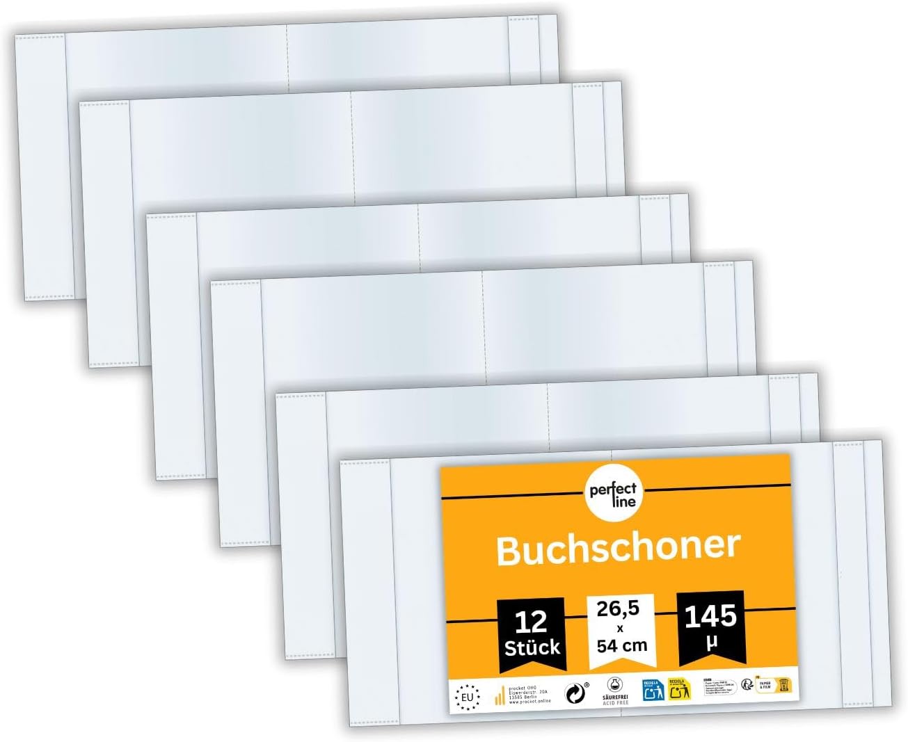 12 x couvertures de livres - hauteur 27,2 cm x largeur jusqu'à 54 cm - couverture de livre scolaire extra solide, stable, transparente - protège-livre indélébile, sans acide