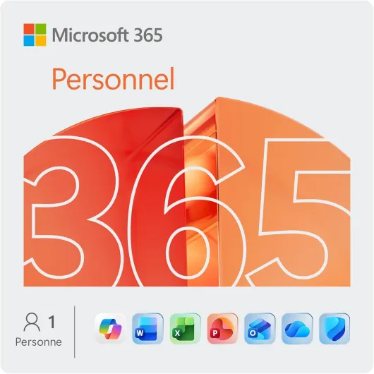 365 Personnel - 12 mois - 1 utilisateur - Applications Office avec IA - 1To de Stockage Onedrive - Abonnement Amazon avec renouvellement automatique Personnel (1 utilisateur) 12 Mois Renouvellement automatique