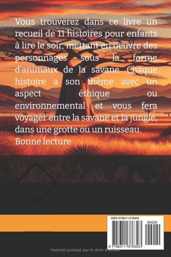 Les animaux de la savane: 11 histoires à lire le soir