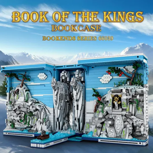 Reobrix Books of The Kings 66039 Ensemble d'étagères à livres avec lumière, kit de construction de maison pour bibliothèque à partir de 14 ans et adultes
