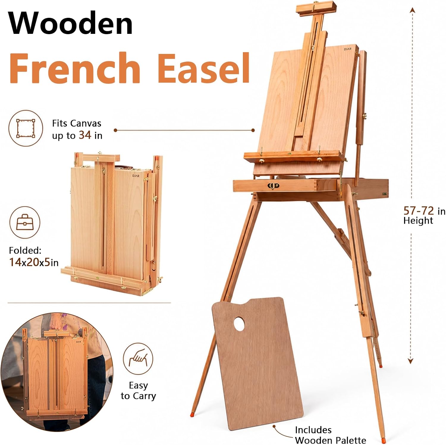 DJAR Kit de Peinture 169 Pièces avec Chevalet Français, Set Complet d'Artiste pour Débutants et Professionnels, Acrylique, Aquarelle et Huile