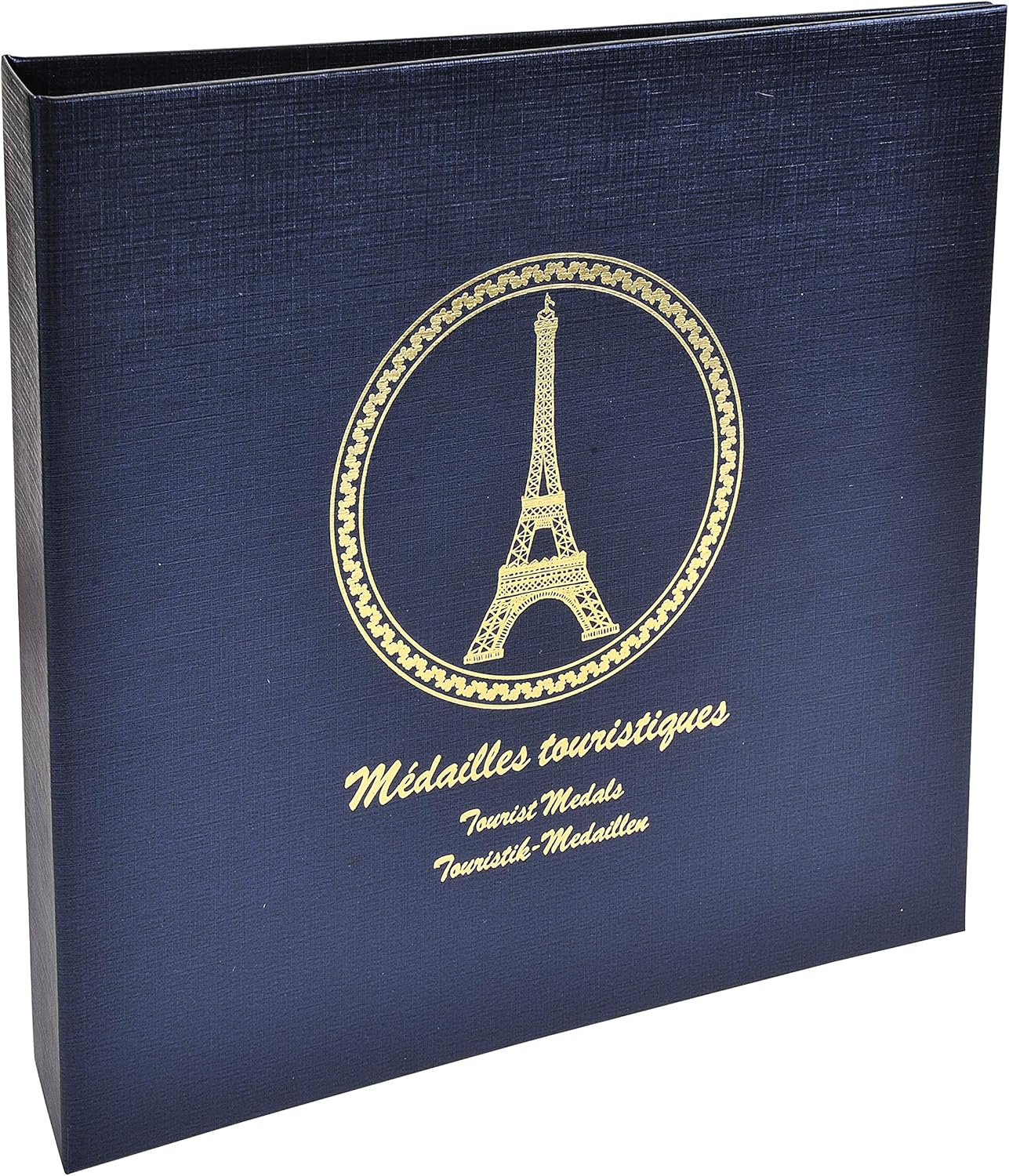 Réf - 96114E - 1 classeur de collection pour 100 médailles touristiques ou jetons souvenirs + 5 feuillets plastiques 20 cases + 5 intercalaires - Format 24,5x25cm - coloris bleu marine 24,5 x 25 cm 100 médailles touristiques Bleu Marine